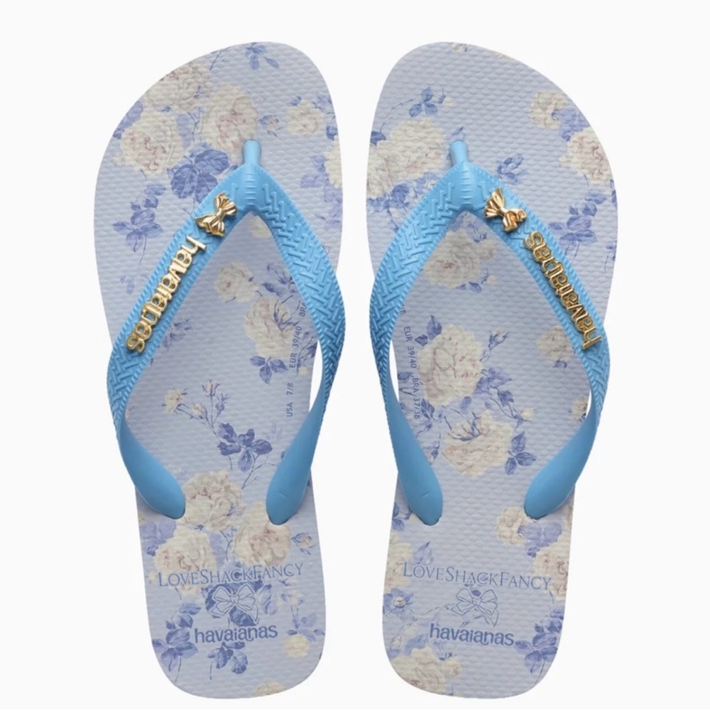 LoveShackFancy x Havaianas Whisper Blue Floral Sandals Size 39/40